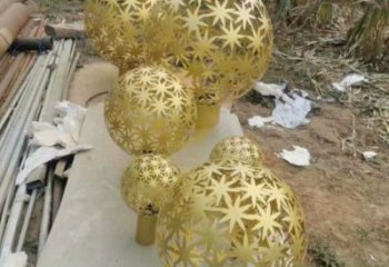 棱面球雕塑供給，市標雕塑，鏤空棱面球雕塑定制廠家