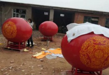 圓球雕塑精選，室外雕塑，不銹鋼烤漆圓球雕塑選定