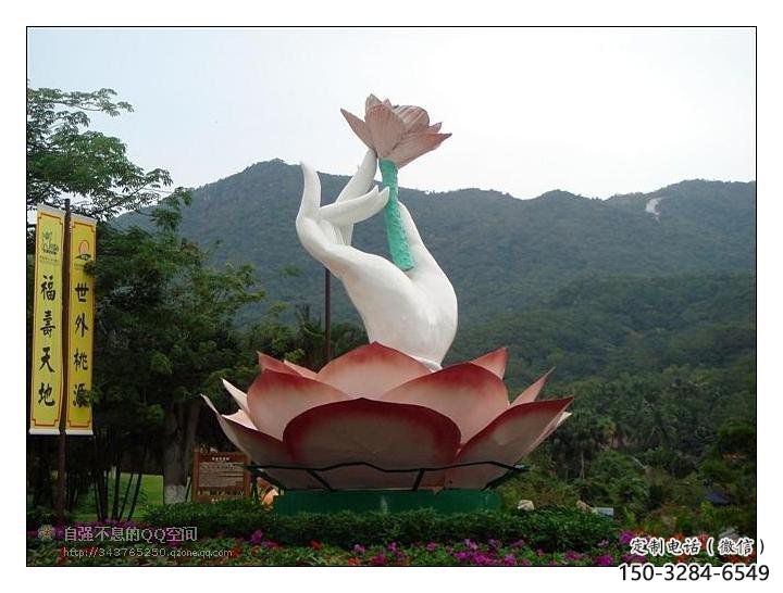 手拈花雕塑，街頭藝術，不銹鋼手拈花雕塑展品