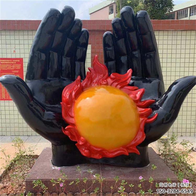 火球雕塑選用，仿銅系列，現代手托火球雕塑優價