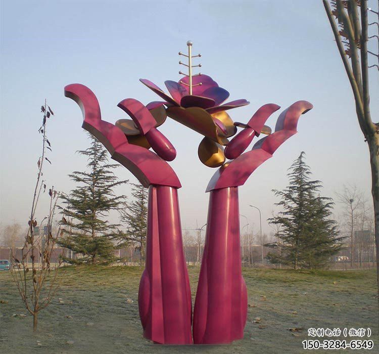 雙手雕塑生產商，城市雕塑，不銹鋼雙手雕塑廠家