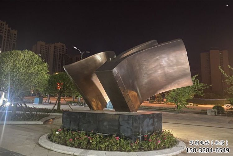 銅書籍雕塑精選，彩鋼制作，銅書籍雕塑工廠供給