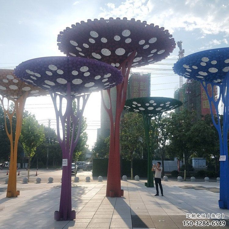 遮陽(yáng)樹(shù)雕塑選用，美陳雕塑，不銹鋼遮陽(yáng)樹(shù)雕塑展示
