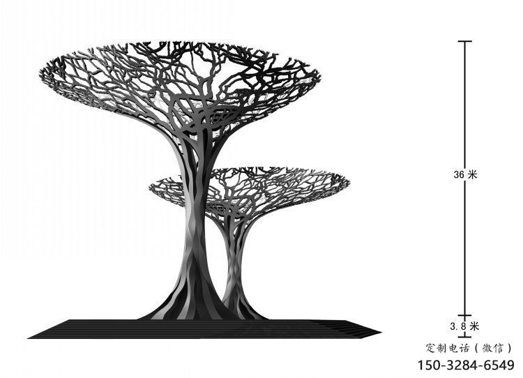 遮陽樹雕塑制造商，酒店擺件，不銹鋼遮陽樹雕塑定制