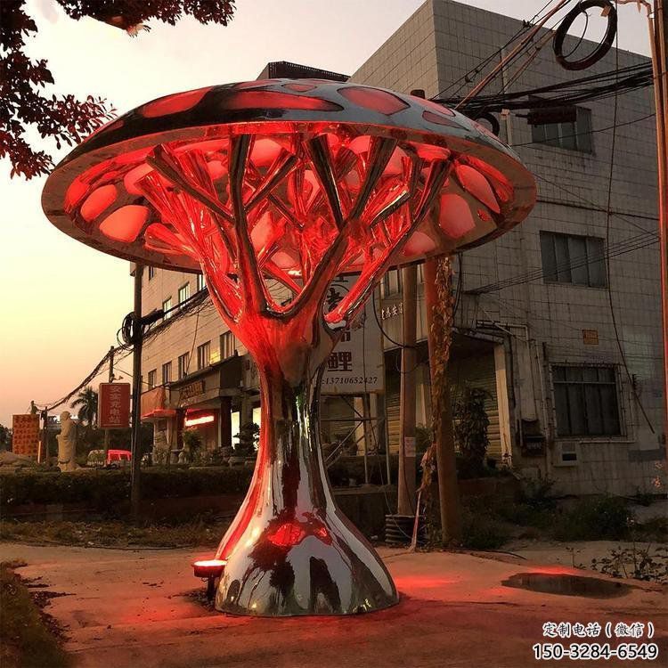 燈光樹雕塑訂做，街景小品，戶外燈光蘑菇樹雕塑制作