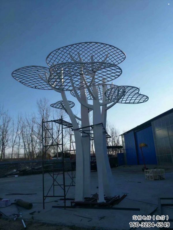 蘑菇樹雕塑加工，美陳雕塑，廣場鏤空蘑菇樹雕塑預定