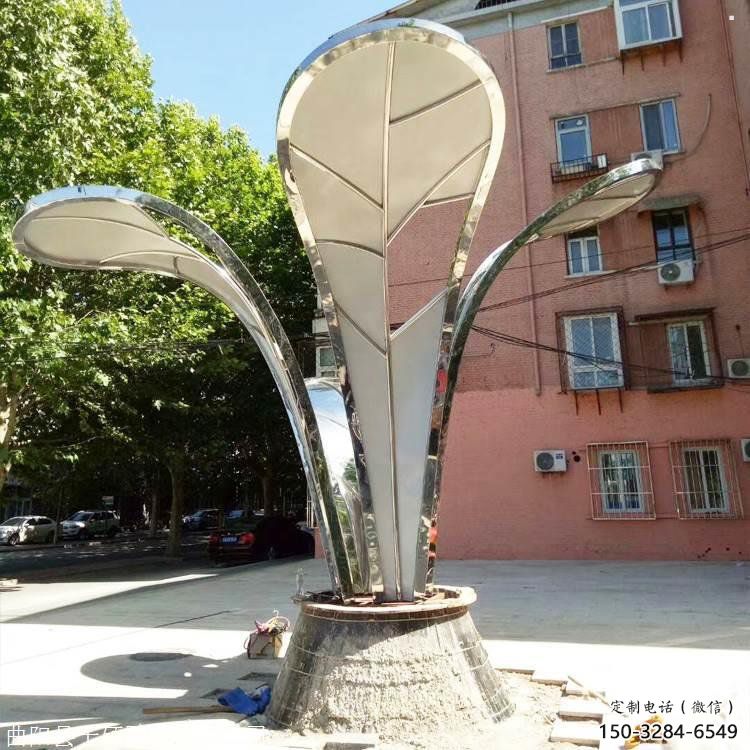 鏡面樹葉雕塑，園林裝飾，不銹鋼鏡面樹葉雕塑承接