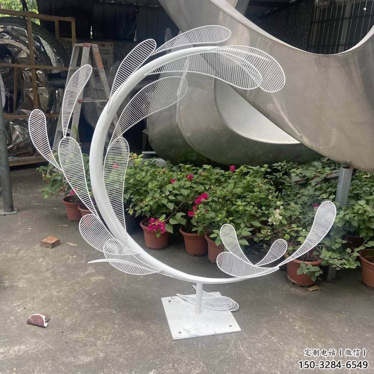 景觀樹葉雕塑訂做，街景小品，鏤空烤漆樹葉雕塑定制