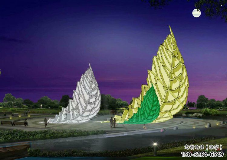 藝術樹葉雕塑廠家，小區擺件，烤漆樹葉雕塑訂做服務商