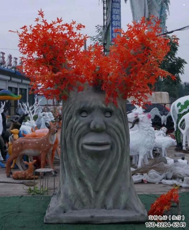 仿真樹雕塑制作，彩繪工藝，玻璃鋼仿真樹雕塑定價