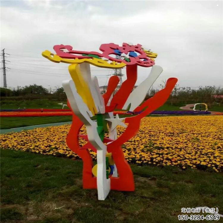 花樹雕塑廠家，標(biāo)識雕塑，不銹鋼花樹雕塑選用