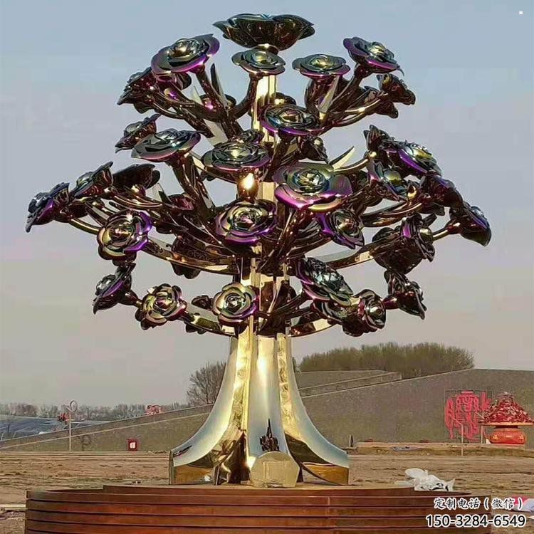 花樹雕塑加工商，鋼管組合，鈦金不銹鋼花樹雕塑定做