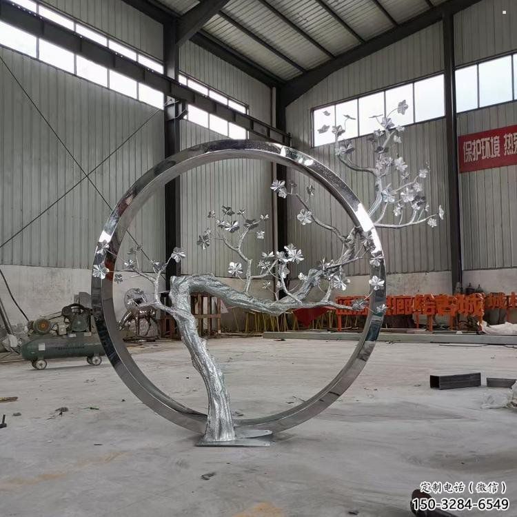 梅花樹雕塑加工，美陳雕塑，不銹鋼梅花樹雕塑生產商