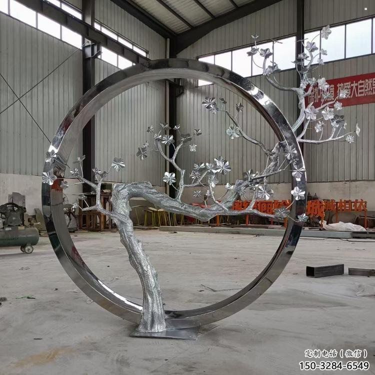 梅花樹雕塑制造，城區小品，不銹鋼梅花樹雕塑提供