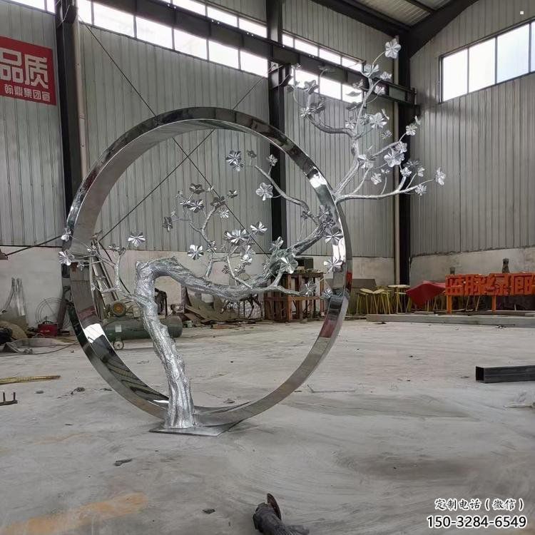 梅花樹雕塑制造商，戶外擺放，不銹鋼梅花樹雕塑供應(yīng)