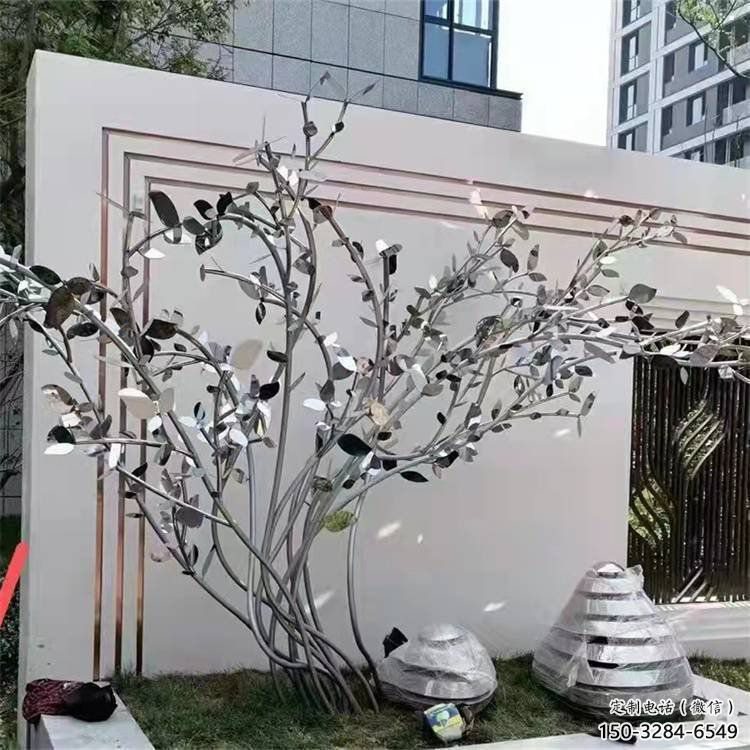 楓樹雕塑優選，白鋼構件，不銹鋼楓樹雕塑工程