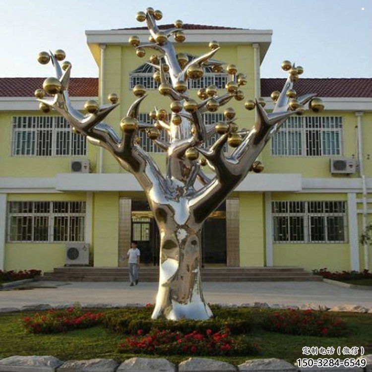 樹干雕塑供需，室外軟裝，藝術(shù)不銹鋼樹干雕塑指用
