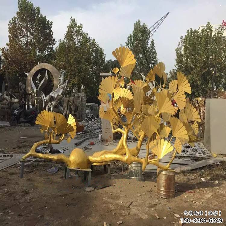 銀杏葉雕塑廠家，景觀雕塑，不銹鋼銀杏葉雕塑選定