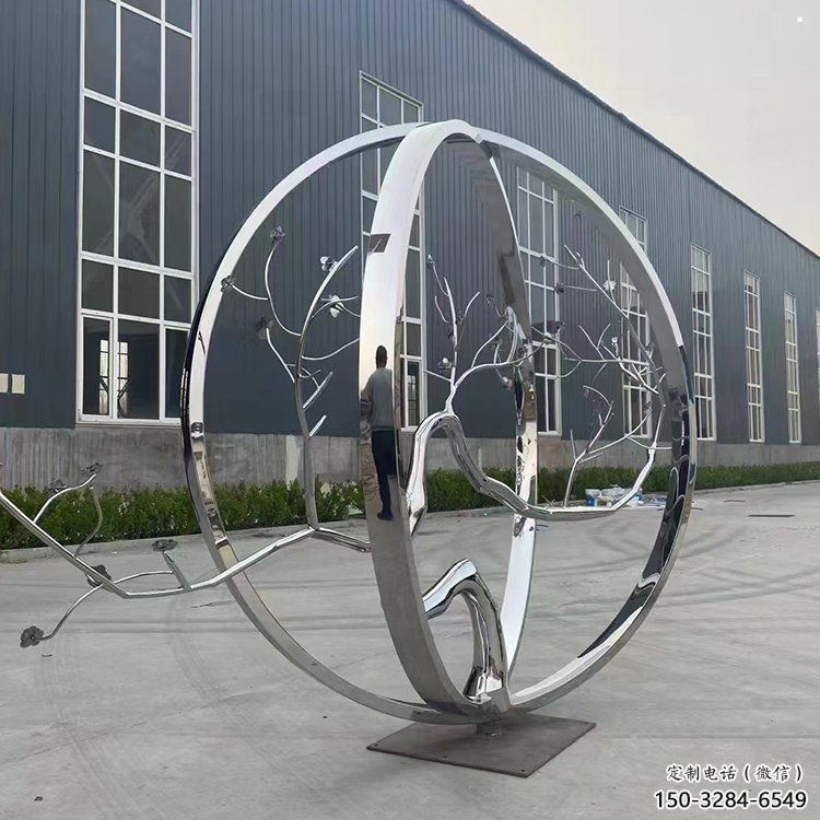 圓環樹雕塑優選，陸地擺件，不銹鋼圓環樹雕塑供應