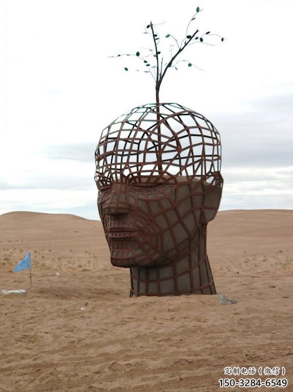 鐵藝人頭像雕塑常用，鋼管組合，鏤空抽象人頭像雕塑定價