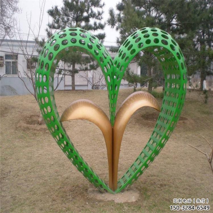 戶外桃心雕塑通用，多彩藝術(shù)，環(huán)境不銹鋼桃心雕塑供應(yīng)