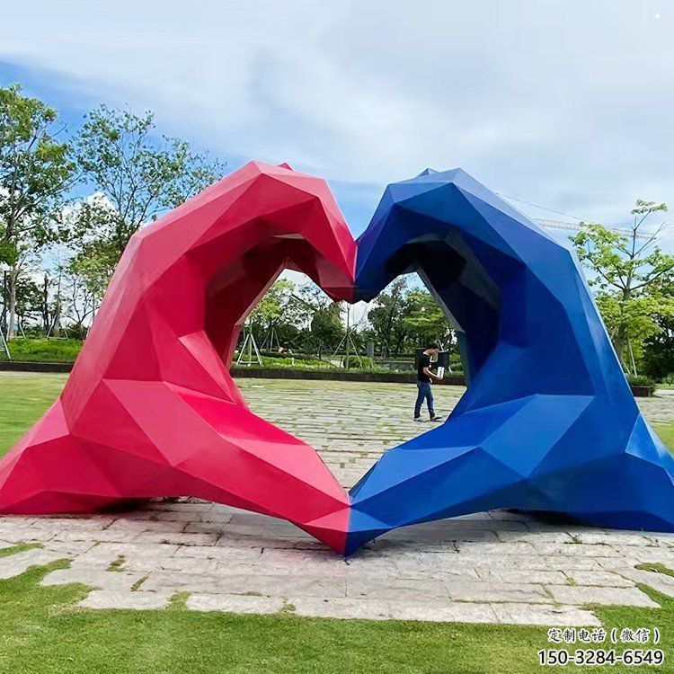 桃心雕塑供求，白鋼構件，彩色不銹鋼桃心雕塑觀賞型