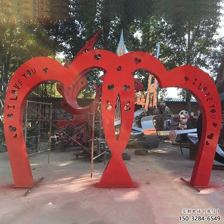 景觀心心相印雕塑定做，小區(qū)擺件，美陳雕塑制作