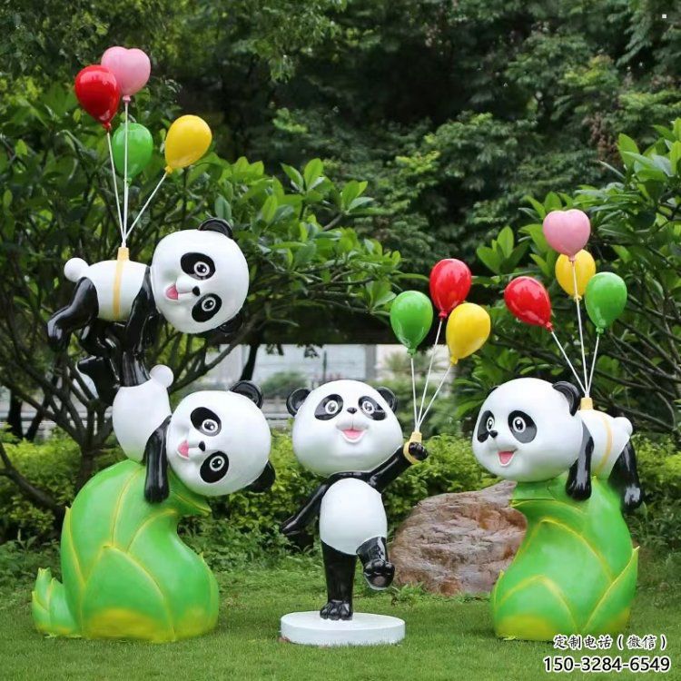 熊貓雕塑觀賞型，露天雕塑，卡通熊貓雕塑訂做廠家
