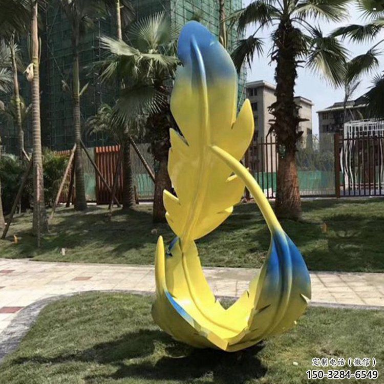 羽毛雕塑承接，景區案例，公園烤漆羽毛雕塑定制