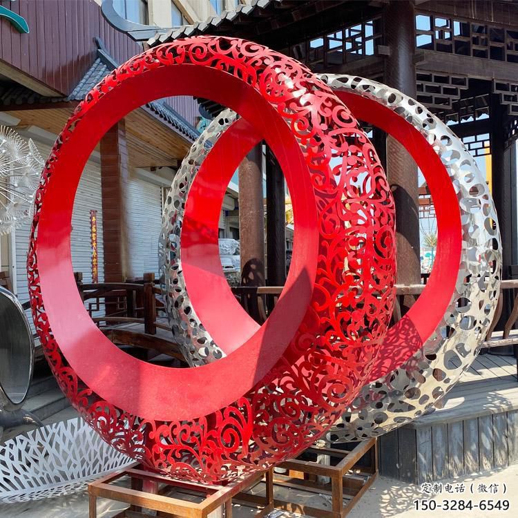 雙環(huán)雕塑訂做，城市雕塑，不銹鋼雙環(huán)雕塑工程精品