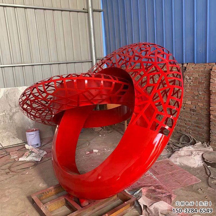 雙環雕塑預定，城區小品，不銹鋼雙環雕塑制造商