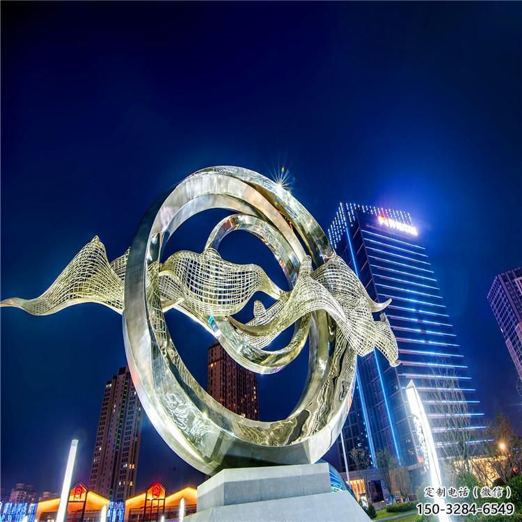 雙環(huán)雕塑展品，彩鋼制作，不銹鋼雙環(huán)雕塑精品