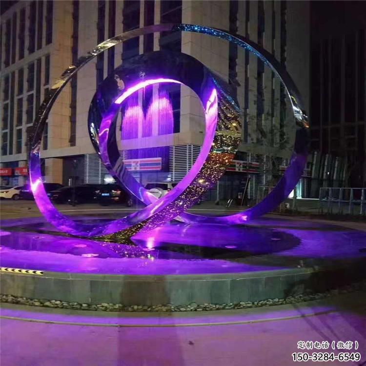 圓環(huán)雕塑標準，彩鋼制作，燈光圓環(huán)雕塑優(yōu)價