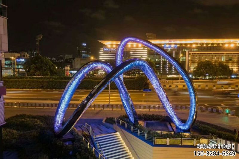 圓環雕塑供給，中式工藝，燈光圓環雕塑精品