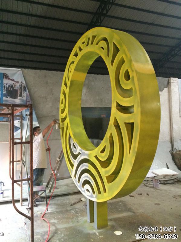 戶外圓環通用，陸地擺件，烤漆圓環雕塑制作優選