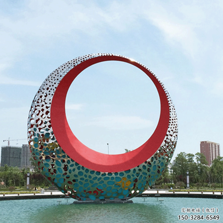圓環雕塑訂做，街景小品，戶外烤漆圓環雕塑制作