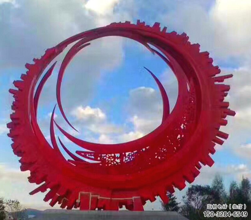 圓環雕塑定價，村標概念，烤漆圓環雕塑廠家選用