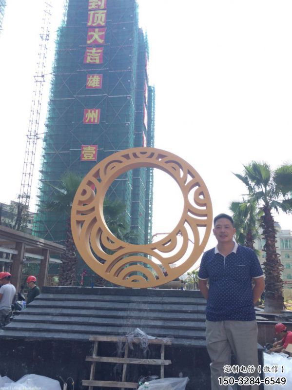 圓環雕塑服務商，美陳雕塑，烤漆圓環雕塑廠家精選