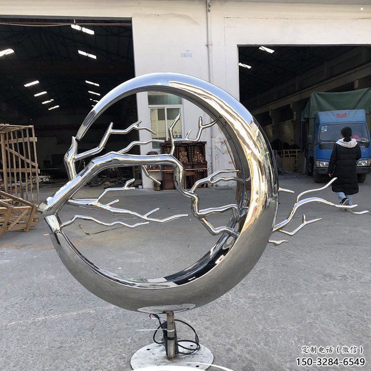 圓環樹雕塑服務商，美陳雕塑，不銹鋼圓環樹雕塑訂做