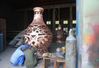 銅花瓶雕塑精選，室外軟裝，抽象銅花瓶雕塑廠家