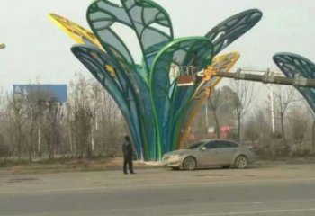 樹葉雕塑制造商，美陳雕塑，烤漆樹葉雕塑定制廠家