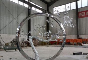 梅花樹(shù)雕塑承接，街頭藝術(shù)，不銹鋼梅花樹(shù)雕塑觀賞型