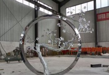 梅花樹(shù)雕塑加工，美陳雕塑，不銹鋼梅花樹(shù)雕塑生產(chǎn)商