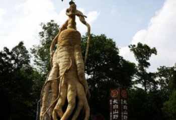 人參雕塑定制，標識雕塑，戶外景觀人參樹雕塑指用
