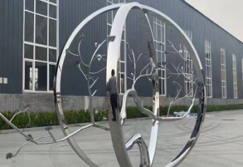 圓環樹雕塑優選，陸地擺件，不銹鋼圓環樹雕塑供應