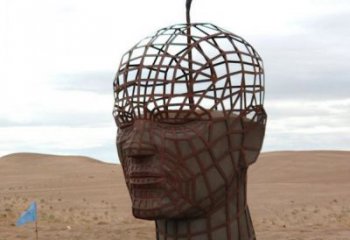 鐵藝人頭像雕塑常用，鋼管組合，鏤空抽象人頭像雕塑定價