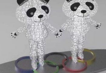 熊貓雕塑工程選用，美陳雕塑，鏤空熊貓雕塑生產