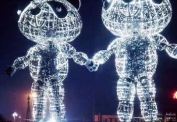 熊貓雕塑供求，白鋼構件，彩色鏤空熊貓雕塑廠家