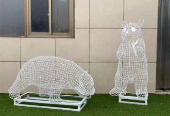 熊貓雕塑精選，街頭藝術，公園鏤空熊貓雕塑承接