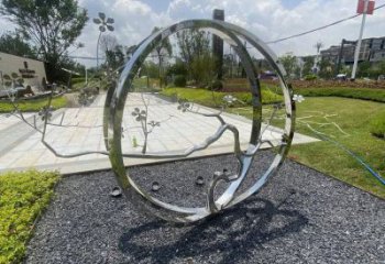 圓環(huán)樹雕塑預(yù)定，戶外雕塑，不銹鋼圓環(huán)樹雕塑特供